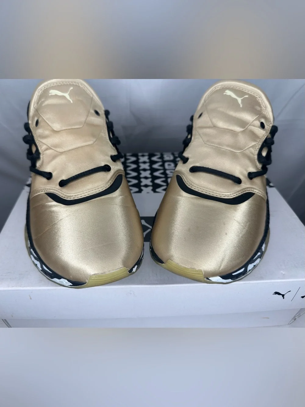 Puma Metallic Gold Sneakers with Black Details